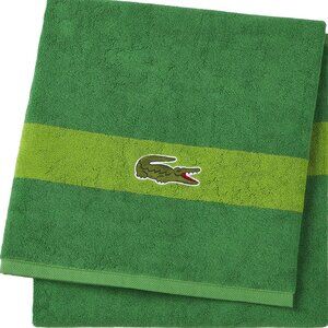 LACOSTE Big Crocodile Green Bath Towel Measures 30" x 52"